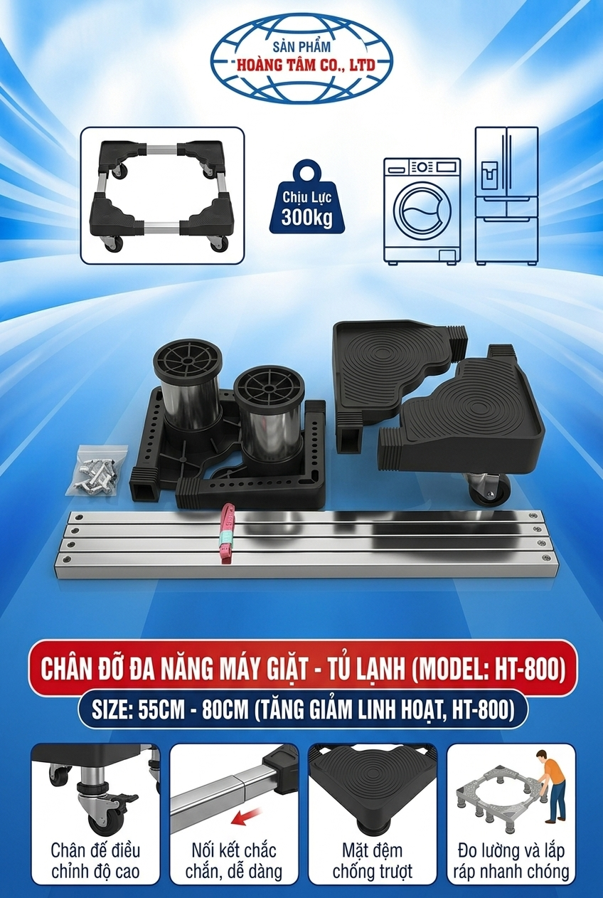 Chân Đỡ Đa Năng Máy Giặt - Tủ Lạnh Size 55cm - 80cm